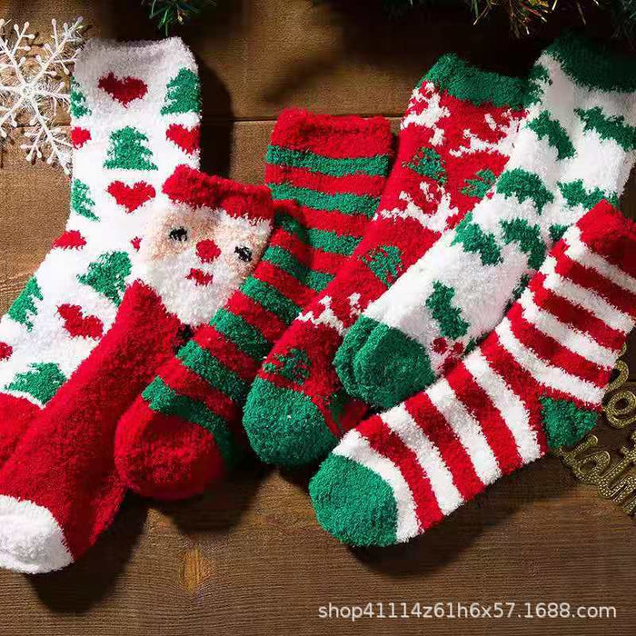 Wholesale Fuzzy Socks Coral Fleece Autumn Winter Thick Sleeping Socks Christmas JDC-SK-XiaoZ003