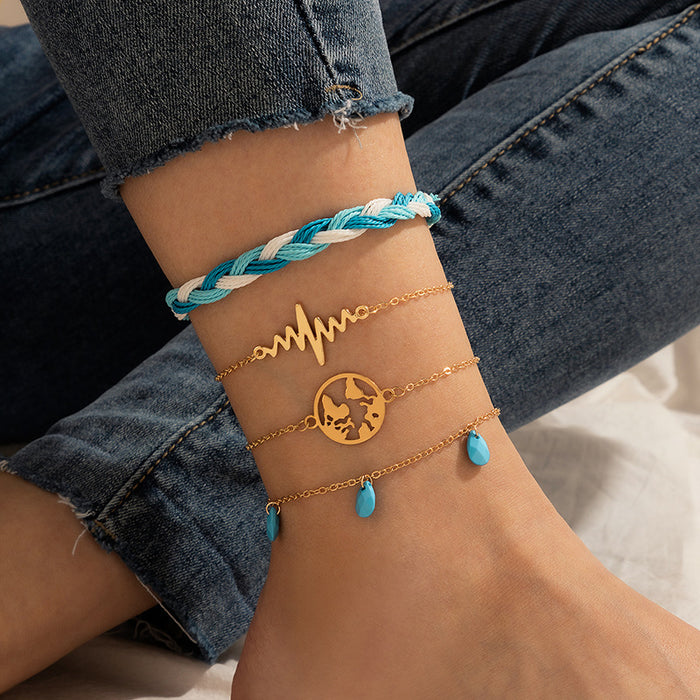 Jewelry WholesaleWholesale electric diagram blue braided rope map multi-layer anklet four-piece set JDC-AS-HEM003 Anklet 和鸣 %variant_option1% %variant_option2% %variant_option3%  Factory Price JoyasDeChina Joyas De China