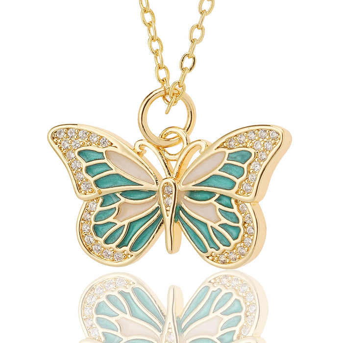 Jewelry WholesaleWholesale Jewelry Drop Oil Painted Butterfly Pendant Necklace JDC-NE-HX019 Necklaces 鸿玺 %variant_option1% %variant_option2% %variant_option3%  Factory Price JoyasDeChina Joyas De China