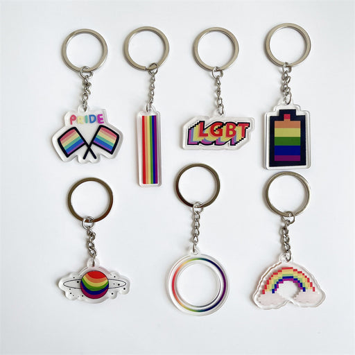 Jewelry WholesaleWholesale LGBT Rainbow Acrylic Keychain Bag Bag Pendant Double Sided Pendant JDC-KC-HeRun001 Keychains 和润 %variant_option1% %variant_option2% %variant_option3%  Factory Price JoyasDeChina Joyas De China