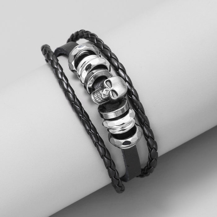 Wholesale Bracelet Men's Alloy Leather Skull JDC-BT-QiN030