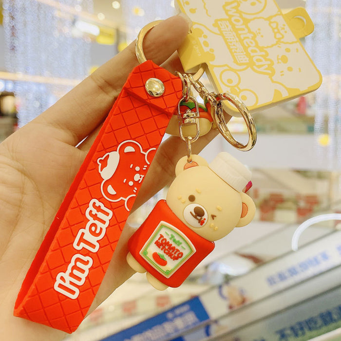 Wholesale keychain pvc cute teddy fries creative JDC-KC-BS015