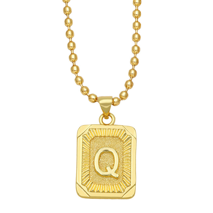 Wholesale Fashion Versatile 26 English Alphabet Necklaces Plated 18K Gold Square Letters JDC-NE-AS586