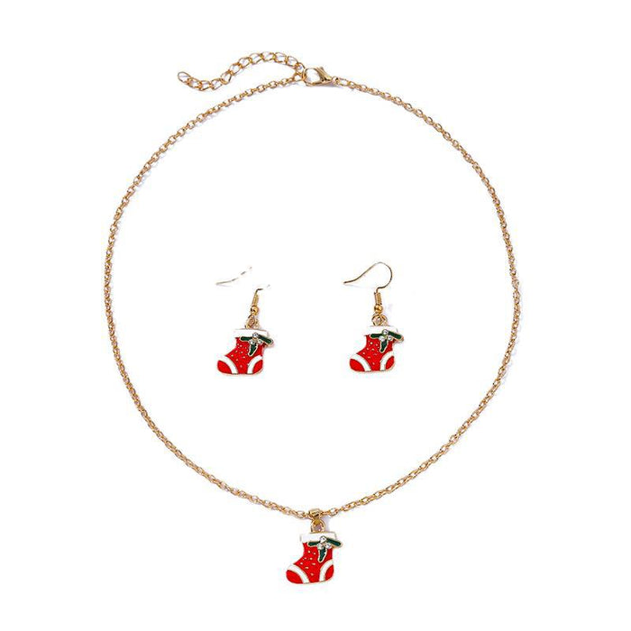 Wholesale Necklaces Alloy Christmas Collection Necklace Earrings Set MOQ≥2set JDC-NE-KaiWei003