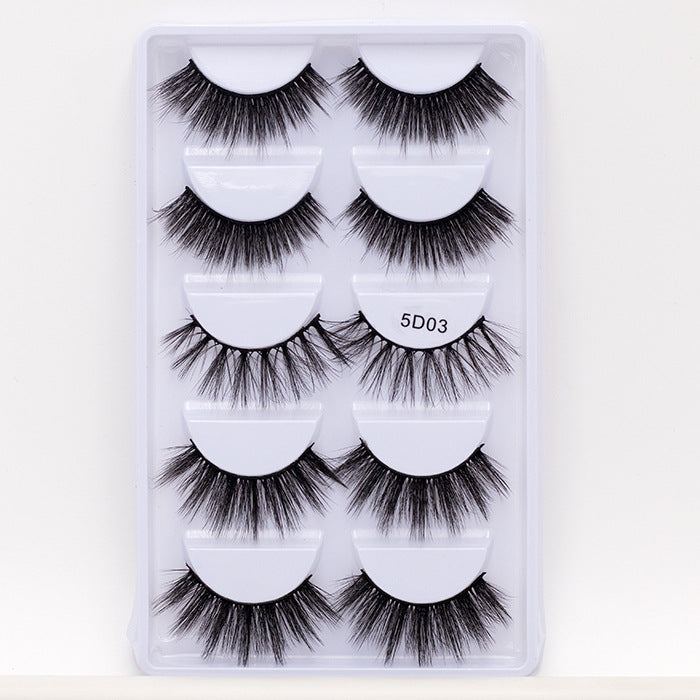 Wholesale Imitation Mink Hair 5D Natural Thick False Eyelashes 5 Pairs Pack JDC-EY-MYan003