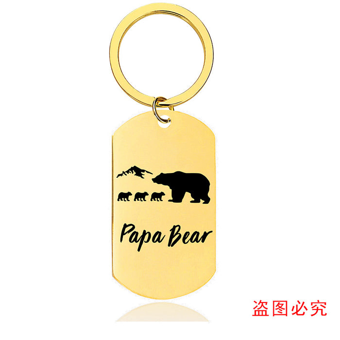 Wholesale Metal Keychain Bear Father's Day Gift Lettering Keychain MOQ≥2 JDC-KC-GangGu044