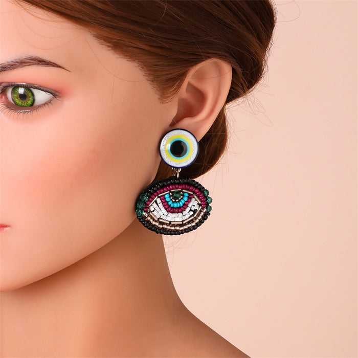 Wholesale Earrings Acrylic Devil's Eye Rice Beads JDC-ES-GuTe033