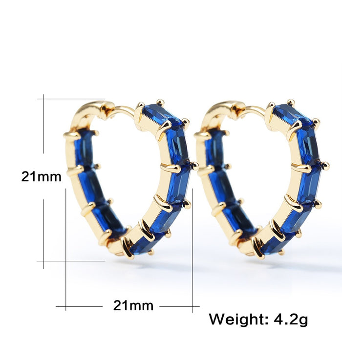 Jewelry WholesaleWholesale Peach Heart Rhinestone Blue Earrings JDC-ES-Mimeng035 Earrings 米萌 %variant_option1% %variant_option2% %variant_option3%  Factory Price JoyasDeChina Joyas De China