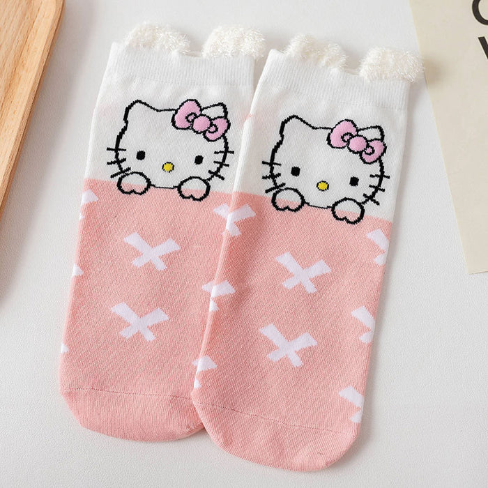 Wholesale socks three-dimensional ear socks summer cute cartoon pink cat shallow socks JDC-SK-CYu010