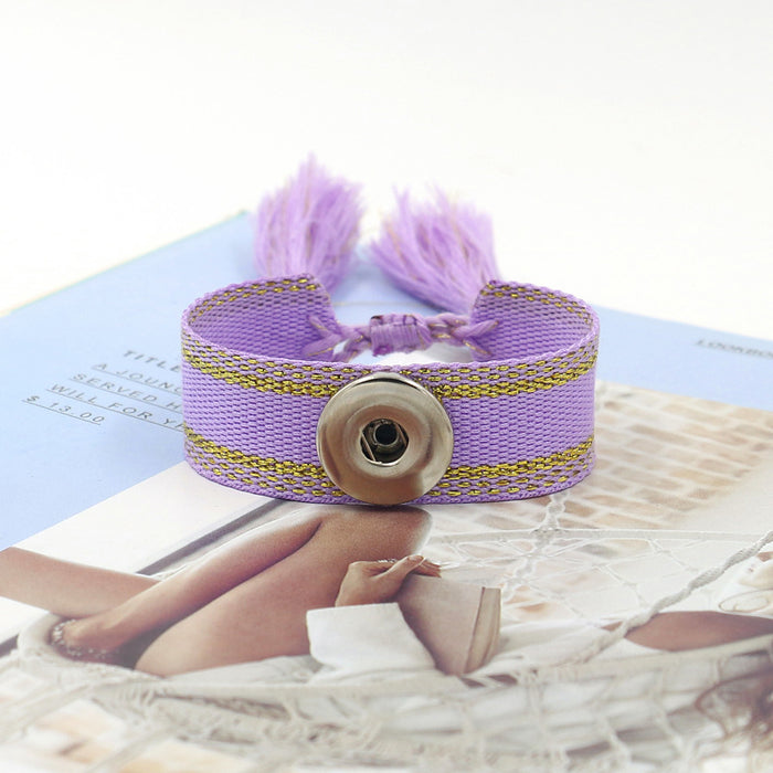 Jewelry WholesaleWholesale colorful woven Noosa buckle ribbon tassel Bracelet JDC-BT-KuN001 Bracelet 酷牛 %variant_option1% %variant_option2% %variant_option3%  Factory Price JoyasDeChina Joyas De China