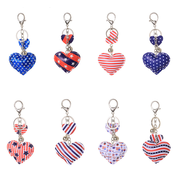 Wholesale 4th of July Independence Day Cute Peach Heart Shape Keychain MOQ≥5 JDC-KC-LK001