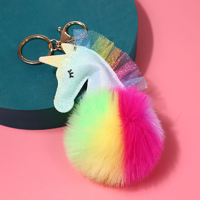 Wholesale Imitation Rex Rabbit Fur Cartoon Hair Ball Keychain MOQ≥2 JDC-KC-YXin001