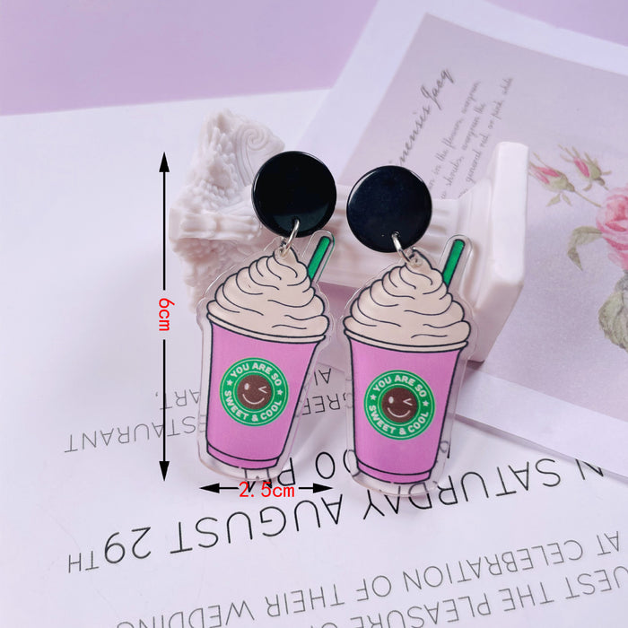 Wholesale acrylic fun graffiti transparent acrylic flower earrings MOQ≥2 JDC-ES-jiayi007