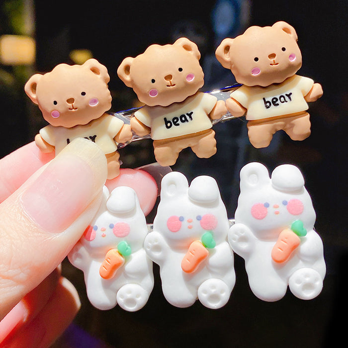 Wholesale plastic children bear hair clip does not hurt hair bangs clip JDC-HC-tengZ001