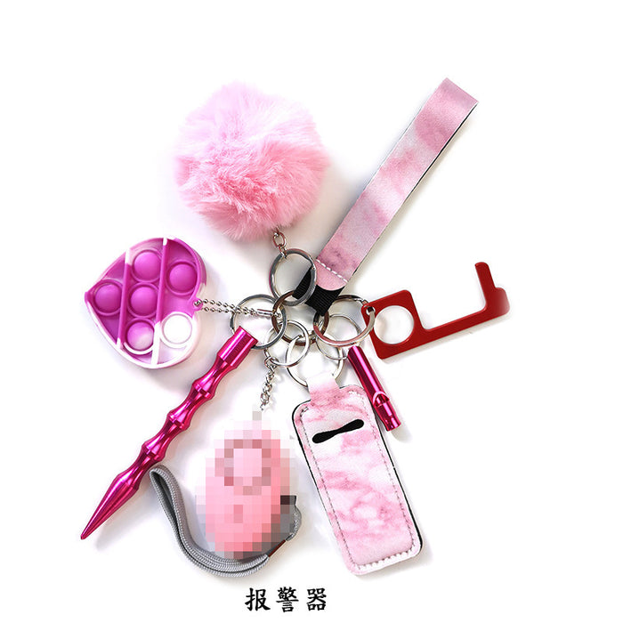 Jewelry WholesaleWholesale self-defense keychain anti-wolf alarm 9 piece set hair ball Self defense keychain JDC-KC-Meic007 Keychains 美畅 %variant_option1% %variant_option2% %variant_option3%  Factory Price JoyasDeChina Joyas De China