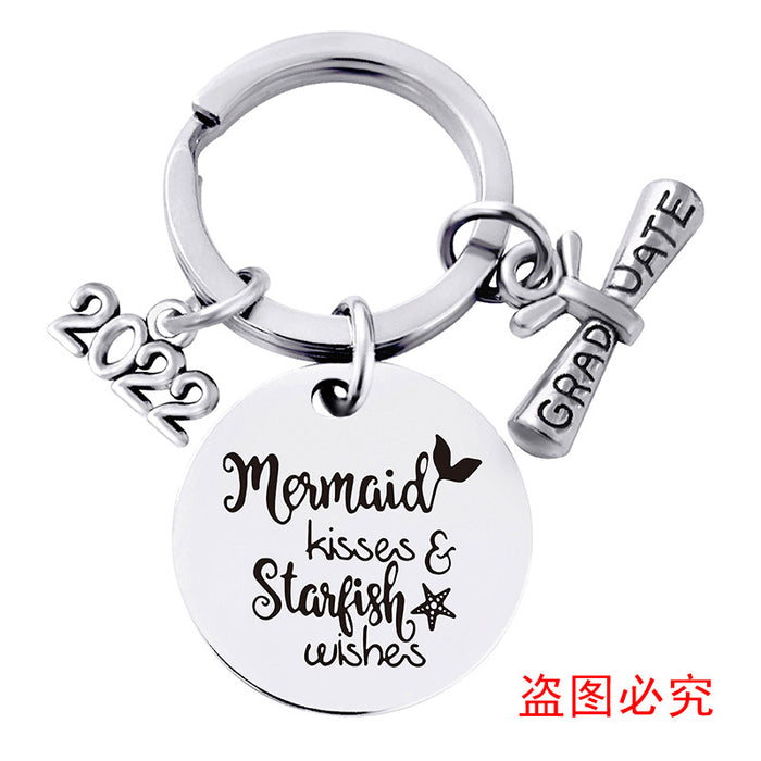 Jewelry WholesaleWholesale Stainless Steel Round Graduation Season Gift Metal Keychain JDC-KC-GangGu001 Keychains 钢古 %variant_option1% %variant_option2% %variant_option3%  Factory Price JoyasDeChina Joyas De China