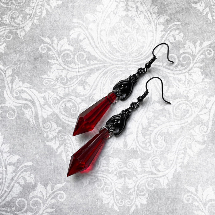 Wholesale Earrings Alloy Red Black Gemstone Pendant JDC-ES-AnM001