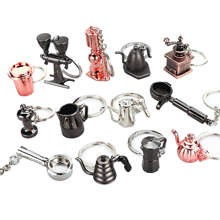 Wholesale Coffee Cup Moka Pot Coffee Appliance Zinc Alloy Keychain MOQ≥2 JDC-KC-XunXin006