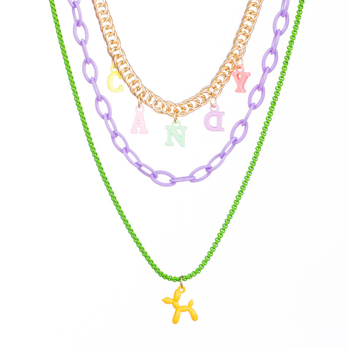 Jewelry WholesaleWholesale cartoon letter multi-layer alloy necklace JDC-NE-YiD028 Necklaces 宜达 %variant_option1% %variant_option2% %variant_option3%  Factory Price JoyasDeChina Joyas De China