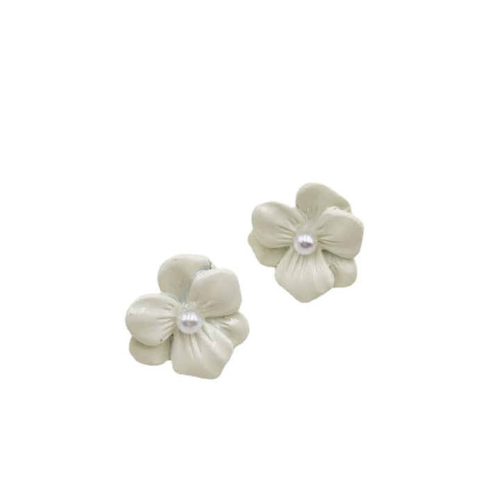 Jewelry WholesaleWholesale silver needle color lacquer alloy pearl flower earrings JDC-ES-FX017 Earrings 繁瑆 %variant_option1% %variant_option2% %variant_option3%  Factory Price JoyasDeChina Joyas De China