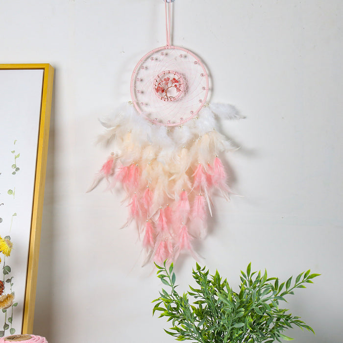 Jewelry WholesaleWholesale Gravel Life Tree Iron Feather Dreamcatcher MOQ≥2 JDC-DC-MengS003 Dreamcatcher 萌颂 %variant_option1% %variant_option2% %variant_option3%  Factory Price JoyasDeChina Joyas De China