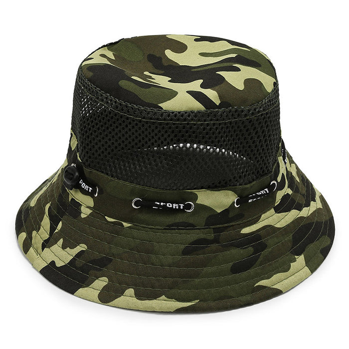 Wholesale camouflage fisherman hat Summer outdoor sunscreen hats breathable net eye JDC-FH-DingB003