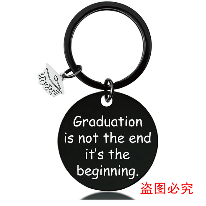 Jewelry WholesaleWholesale Graduation Season Gift Stainless Steel Round Metal Keychain JDC-KC-GangGu017 Keychains 钢古 %variant_option1% %variant_option2% %variant_option3%  Factory Price JoyasDeChina Joyas De China