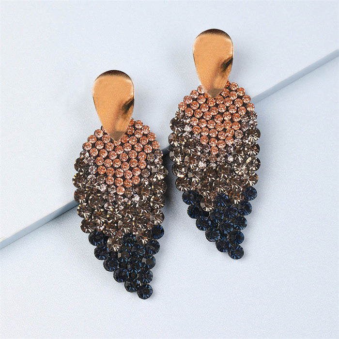 Wholesale Earrings Alloy Crystal Full Diamond Leaves JDC-ES-GuTe022