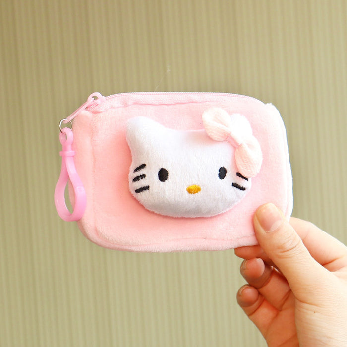 Wholesale keychain wallets Cute Solid Color Square Card Holder Kids Plush Coin Purse Key Pendant JDC-KC-Huofan009