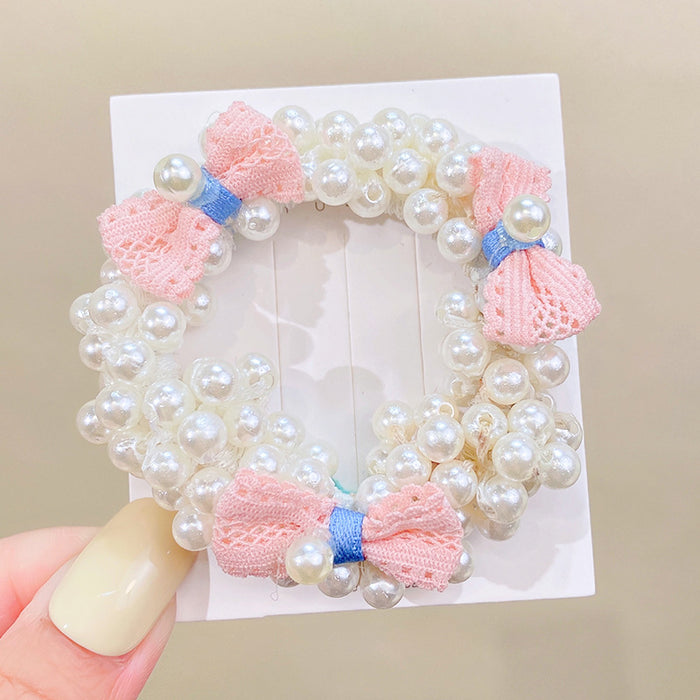 Wholesale Bow Knot Pearl Hair Ring High Elasticity Headband JDC-HS-I415