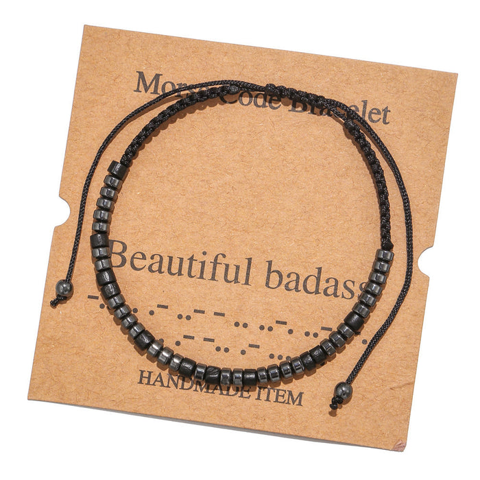 Jewelry WholesaleWholesale Morse Code Black Iron Stone Beaded Braided Bracelet JDC-BT-ZhuJ002 Bracelet 诛积 %variant_option1% %variant_option2% %variant_option3%  Factory Price JoyasDeChina Joyas De China