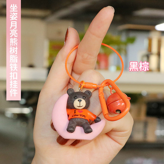 Wholesale Keychain Resin Cute Cartoon Moon Bear JDC-KC-XTang013