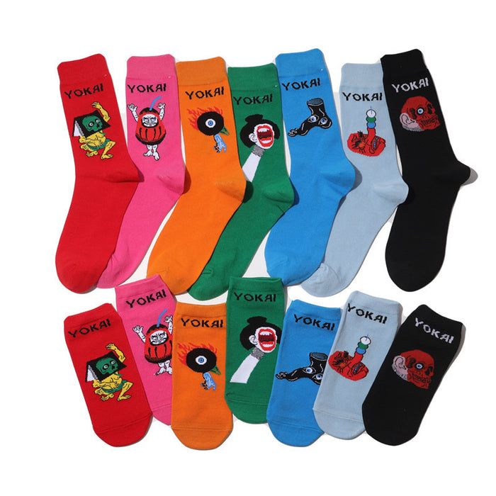 Wholesale socks fabric cartoon medium tube cute character (M) JDC-SK-HuiHe002