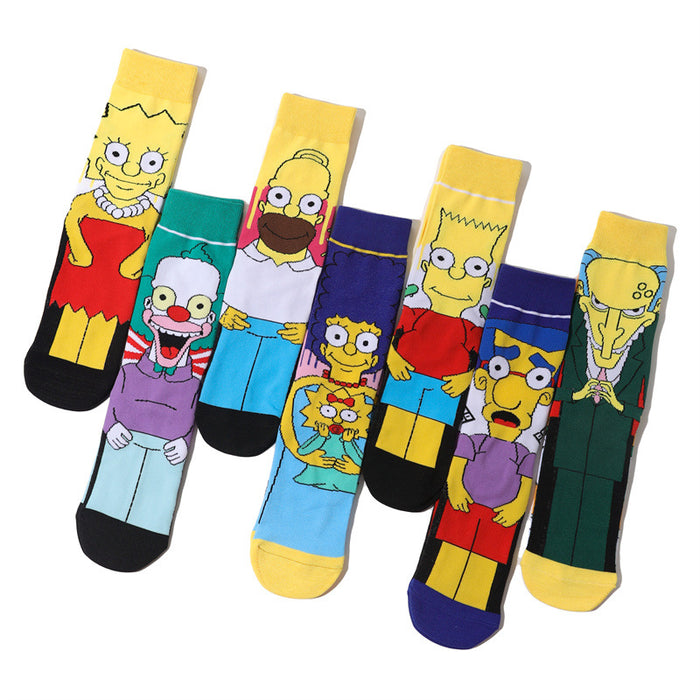 Wholesale socks fabric cartoon medium tube cute character (M) MOQ≥10 JDC-SK-HuiHe001