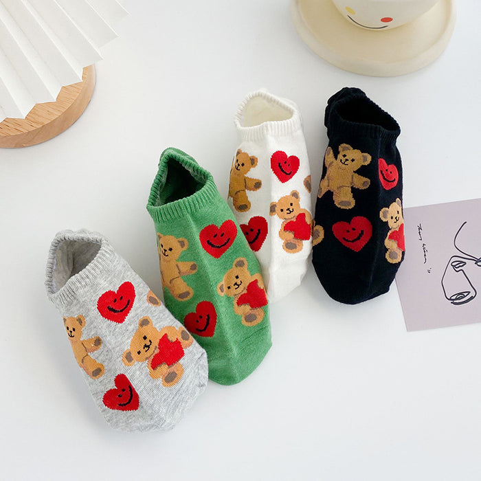 Wholesale socks summer thin boat socks cartoon socks to prevent heel drop MOQ≥3 JDC-SK-LinX005