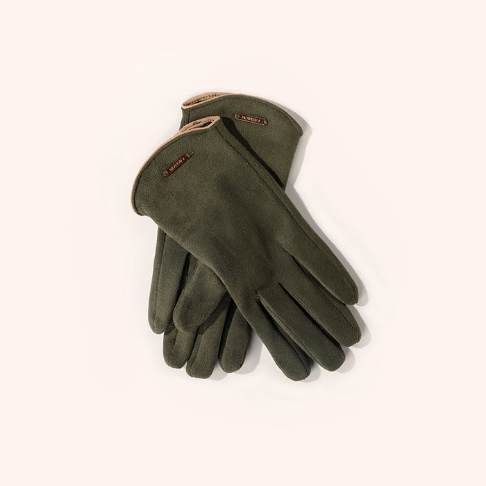 Wholesale Gloves Suede Cute Winter Thin Velvet Touch Screen MOQ≥2 JDC-GS-YiL003