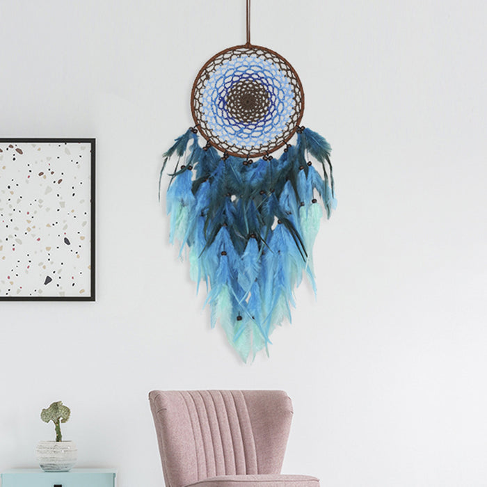 Jewelry WholesaleWholesale Blue Feather Iron Hoop Woven Dreamcatcher JDC-DC-MGu025 Dreamcatcher 梦罟 %variant_option1% %variant_option2% %variant_option3%  Factory Price JoyasDeChina Joyas De China