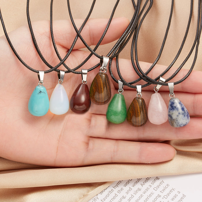 Wholesale Necklace Natural Stone Heart Drop Shape MOQ≥2 JDC-NE-YinH040