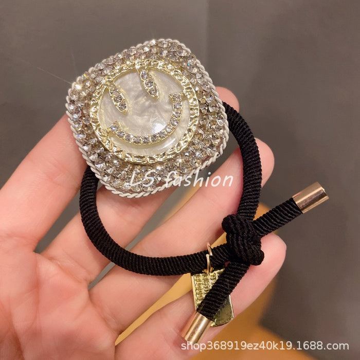 Wholesale Rhinestone Heavy Industry Hair Ring Smiley Hair Rope JDC-HS-LiS007