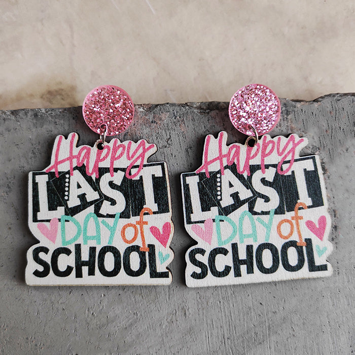 Wholesale Earrings Wooden Teacher's Day Cute Book Graduation Caps 3 Pairs JDC-ES-Heyi054