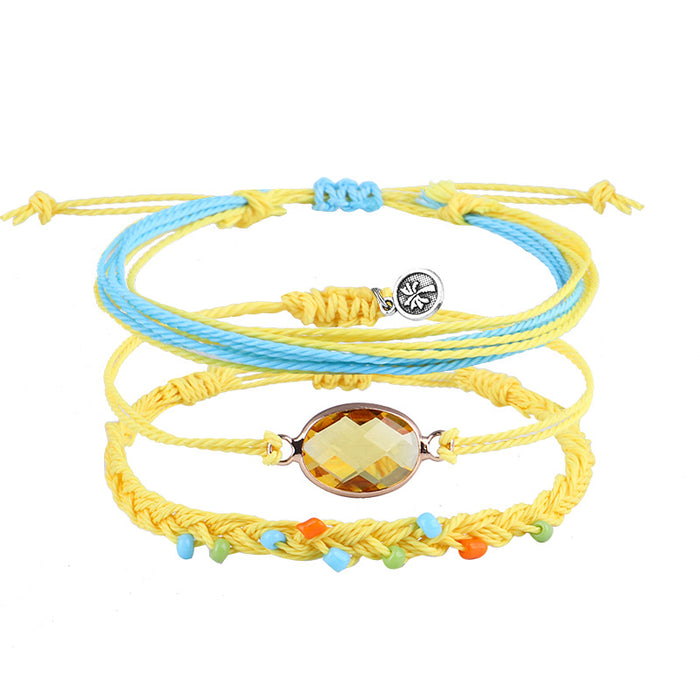 Wholesale Bracelet Set Boho Wax Thread Braided Rice Bead Bracelet MOQ≥3 JDC-BT-QiuX011