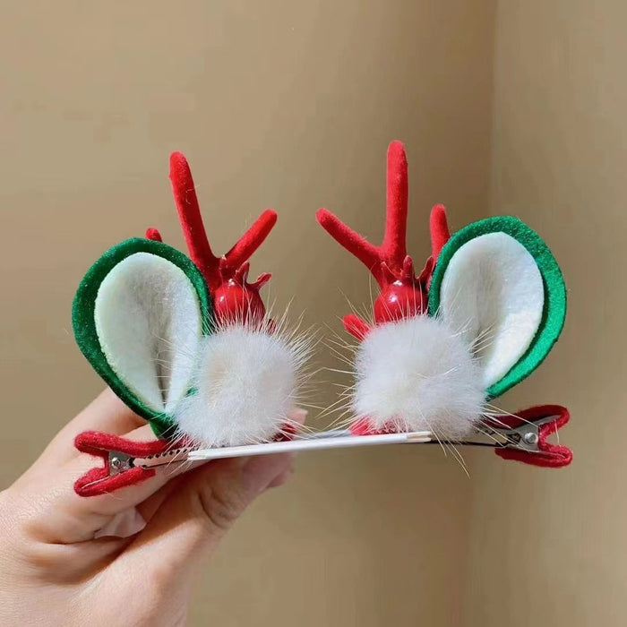 Wholesale Hair Clips Plastic Cloth Christmas Antlers JDC-HC-Yuxin001