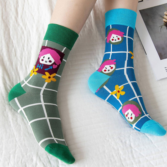 Wholesale trendy socks cotton socks high socks creative cartoon flower JDC-SK-MianZu003