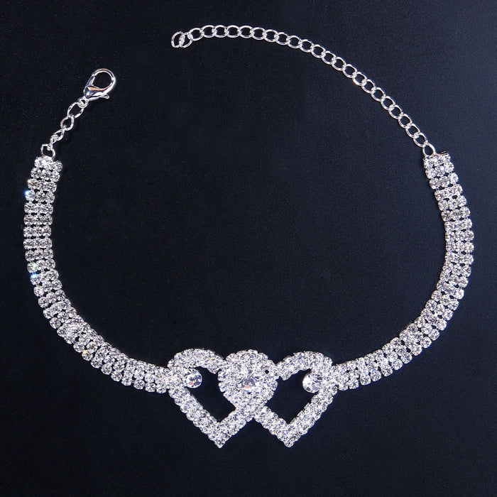 Jewelry WholesaleWholesale full diamond shiny love foot chain JDC-AS-XinS001 Anklets 心饰 %variant_option1% %variant_option2% %variant_option3%  Factory Price JoyasDeChina Joyas De China