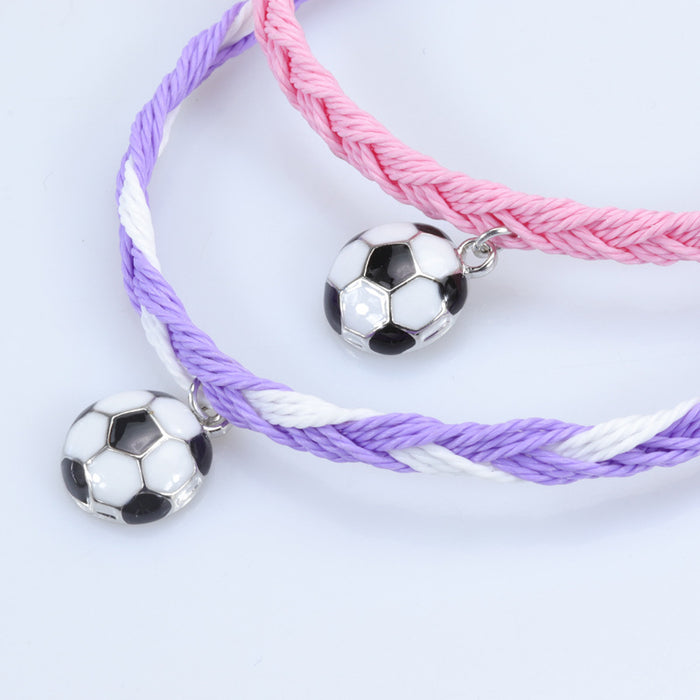 Wholesale Bracelet Alloy Wax Thread Hand Woven Football MOQ≥2 JDC-BT-YIYe037