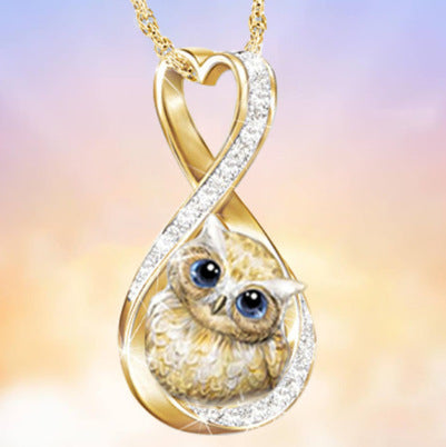 Wholesale Alloy Diamond Owl Necklace MOQ≥2 JDC-NE-ZiB026