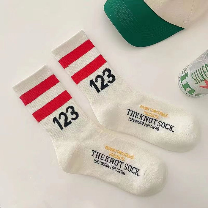 Wholesale Basketball Socks Summer Socks Women's Striped Mid Tube Cotton Socks JDC-SK-JTing002