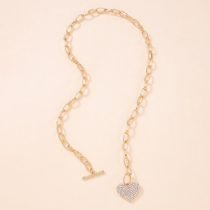 Jewelry WholesaleWholesale metal heart-set diamond single layer necklace JDC-NE-Qiandi002 Necklaces 纤迪 %variant_option1% %variant_option2% %variant_option3%  Factory Price JoyasDeChina Joyas De China