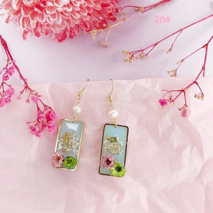 Jewelry WholesaleWholesale geometric natural rose pearl dried flower earrings JDC-ES-XuanY006 Earrings 宣妍 %variant_option1% %variant_option2% %variant_option3%  Factory Price JoyasDeChina Joyas De China