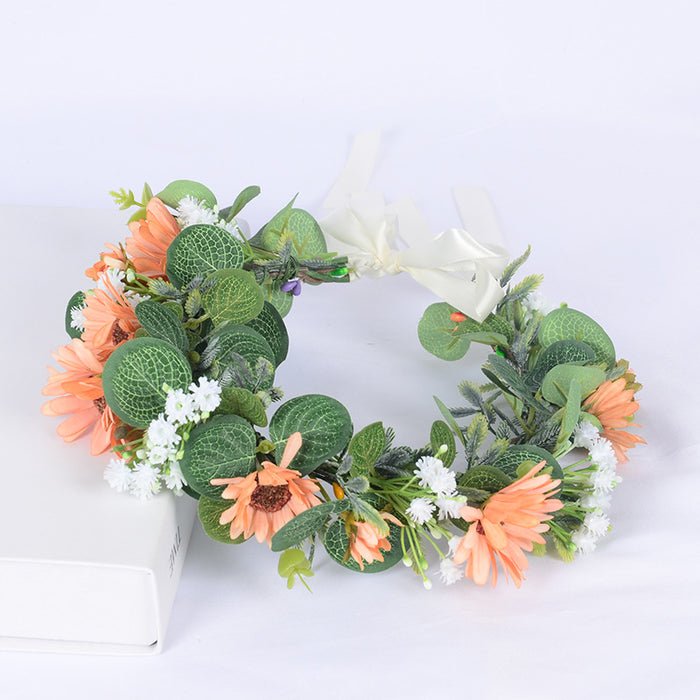 Wholesale Headband Fabric Simulation Gypsophila Eucalyptus Eucalyptus Leaf Garland JDC-HD-WeiH001